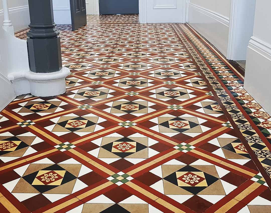 victorian tiled floor after cleaning